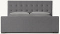 Modena Fabric Platform Bed: Black Oak | Perennials Performance Textured Linen Weave - Charcoal